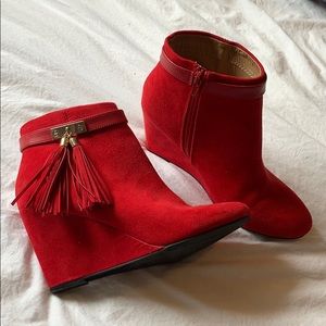 Red booties LIKE NEW